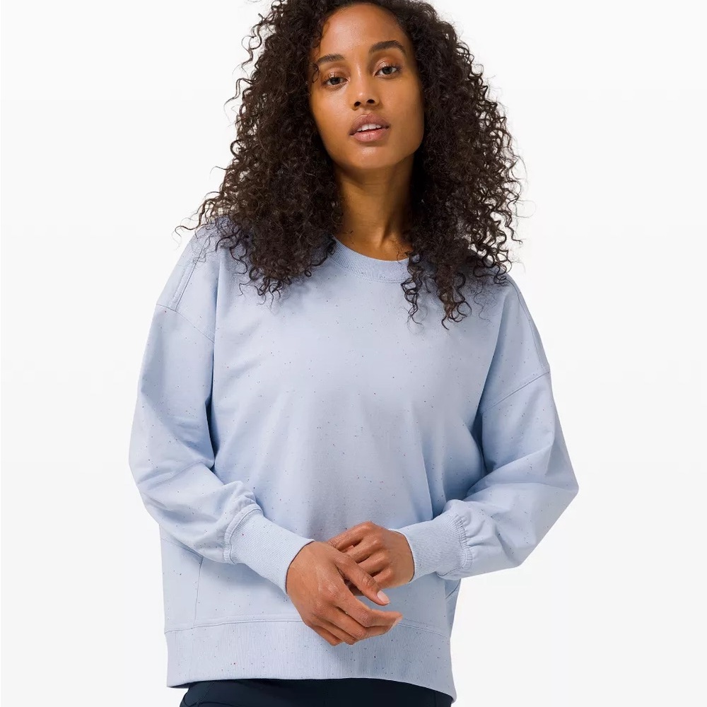 Lululemon LA Back in Action Crew Day Dream Rainbow Speckle Light Blue Crewneck